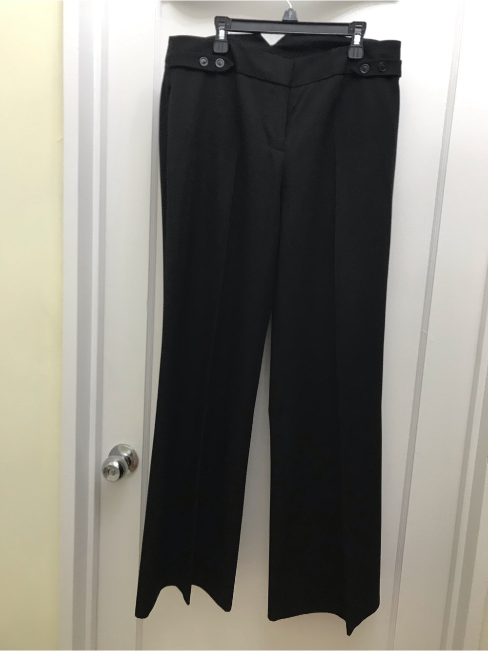 Nine West Black Wide-Leg Dress Pants with Button-Tab Waist